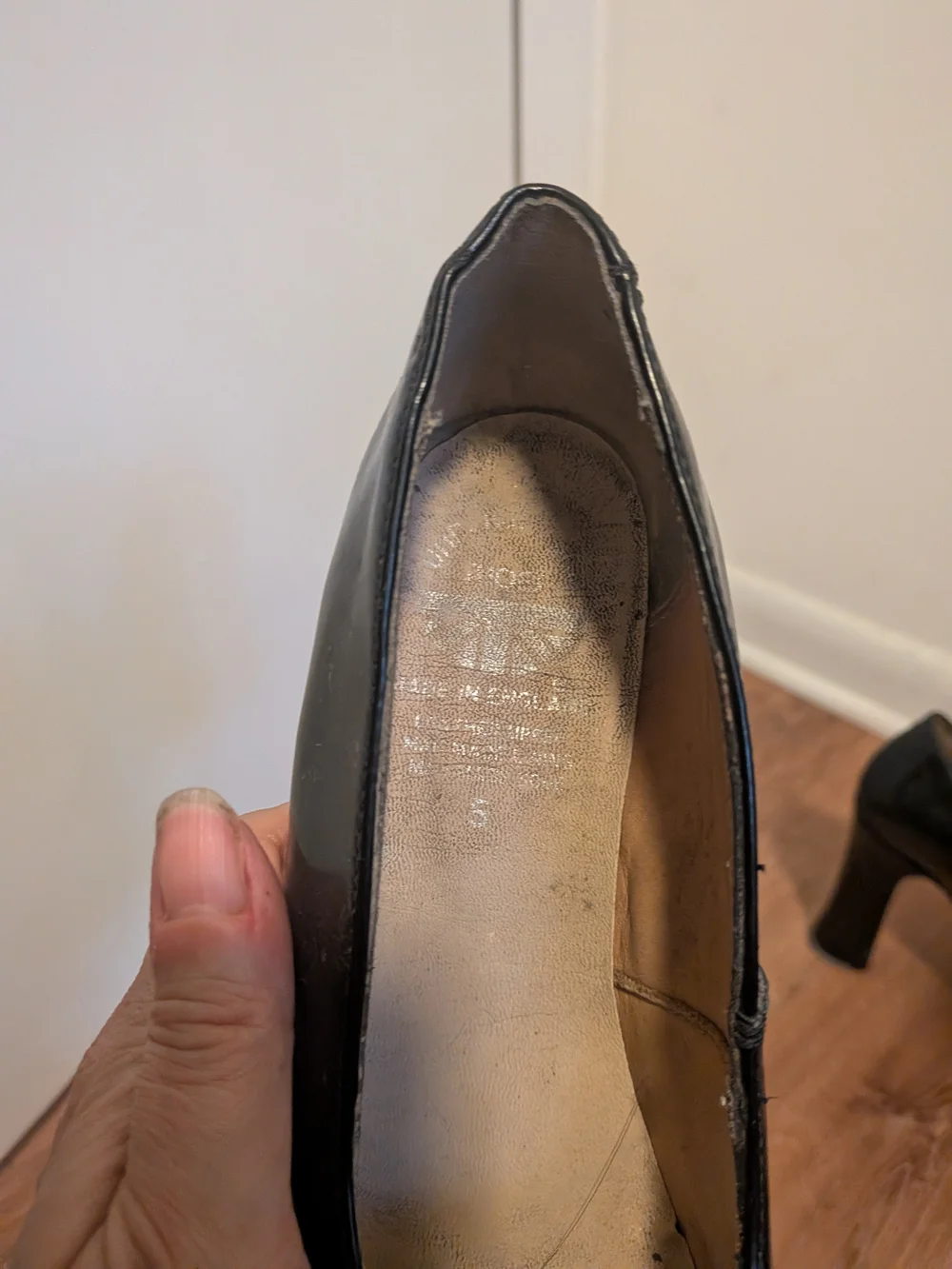 Underground Shoes Black Patent Platform Pumps Cutout Heel Made in England UK 5